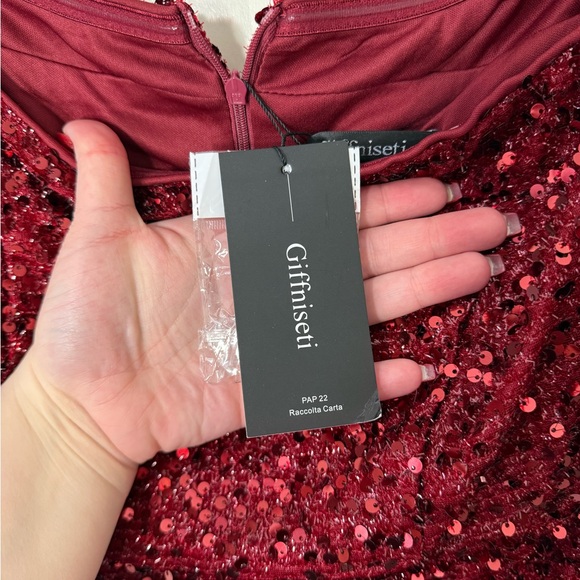 Giffniseti Burgundy High Low Sequin Gown Plus Size XL - Picture 3 of 11